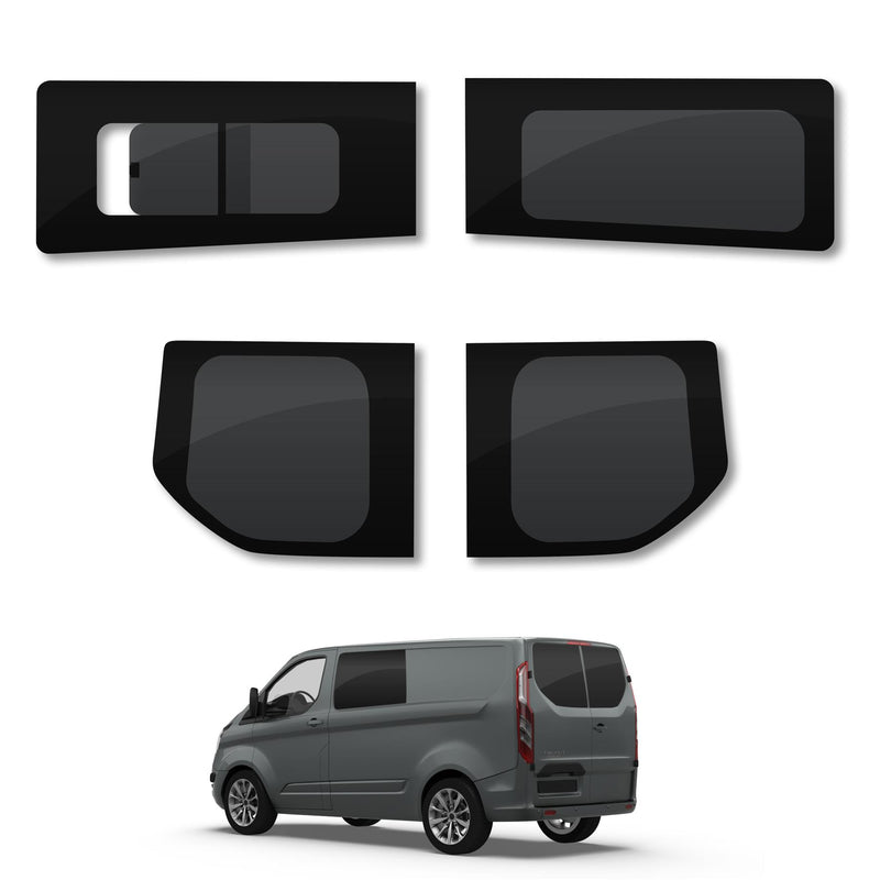 Ford Transit Custom (2013-2023) Driver Fixed Passenger Opening Side and Rear Door Window Privacy Camper Glass Full Kit
