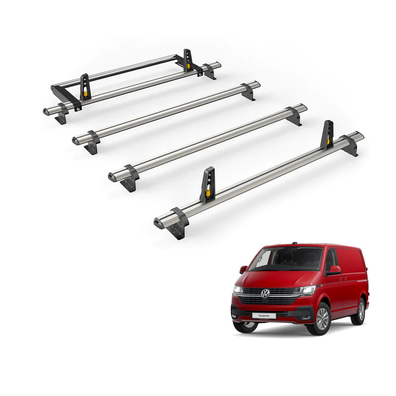 VW Transporter (2015-2024) - 4 Van Guard Ultibar Plus Roof Bars + Roller