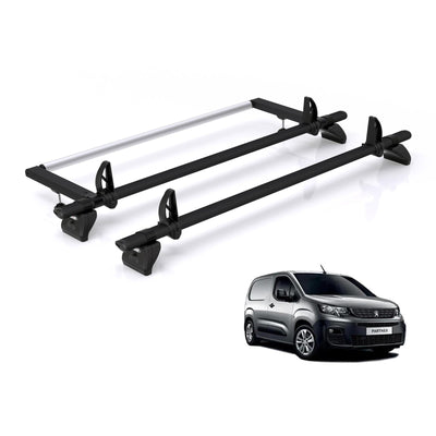 Peugeot Partner (2018 onwards) - Rhino Kammbar Black Roof Bars