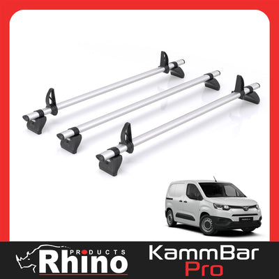 Toyota Proace (2020-) City - 3 Rhino Kammbar Pro Roof Bars (Aluminium)