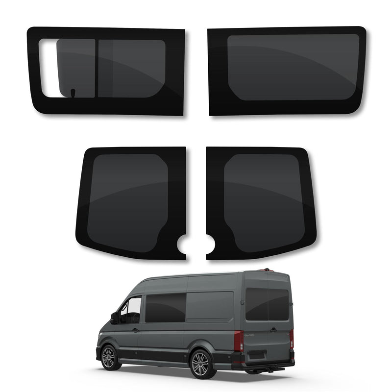 VW Crafter (2006-2017) Driver Fixed Passenger Opening Side and Rear Door Window Privacy Camper Glass Full Kit