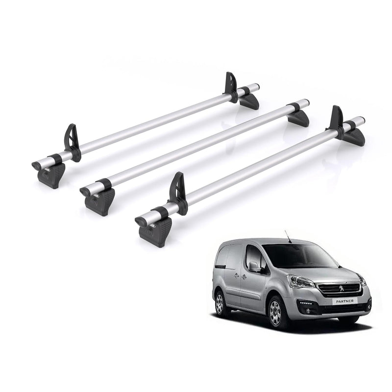Peugeot Partner (2008-2018) - 3 Rhino Kammbar Pro Roof Bars (Aluminium)