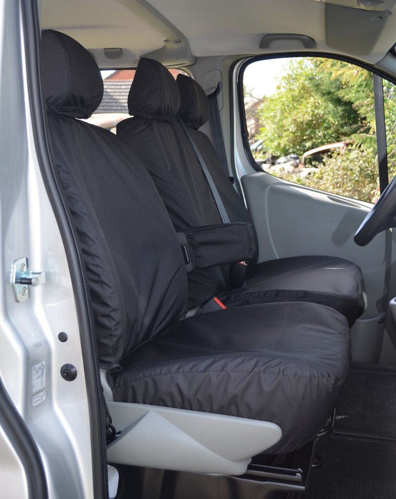 Renault Trafic (2001-2006) - Tailored Front Row w/ Armrest Seat Covers in Black (1+2)