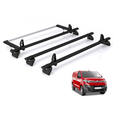 Peugeot Expert (2016 onwards) - Rhino Kammbar Black Roof Bars