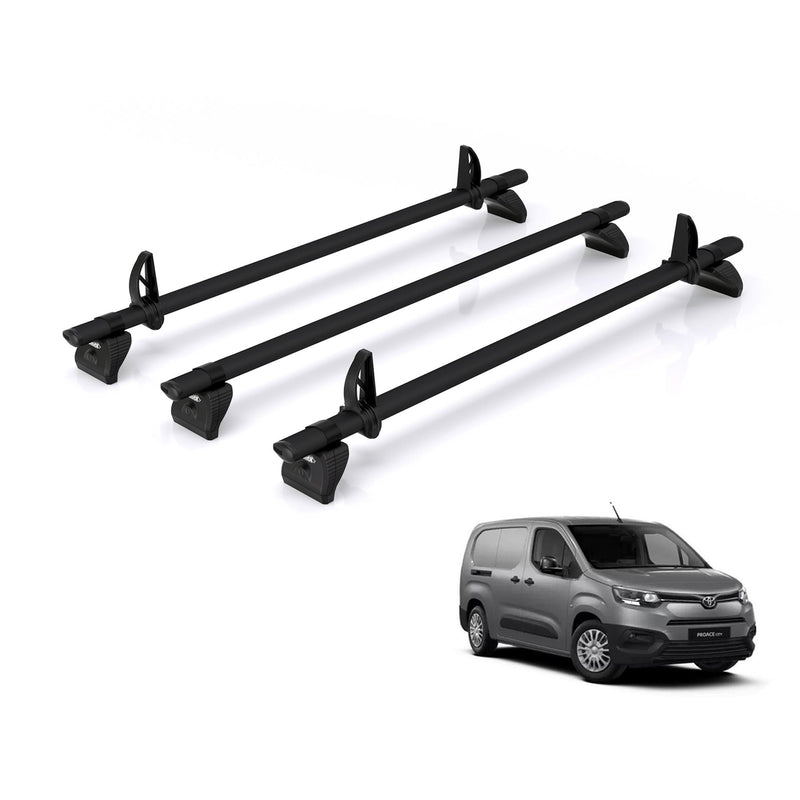 Toyota ProAce (2020-) City - 3 Rhino Kammbar Black Roof Bars (Aluminium)