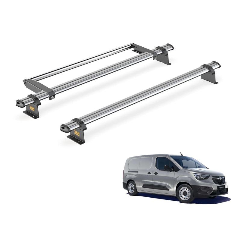 Vauxhall Combo (2018-) - 2 Van Guard Ultibar Trade Roof Bars + Roller