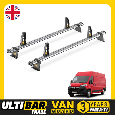 Van Guard Ulti Bar Trade + Loadstops 2 Bars Roof Rack For The Vauxhall Movano 2022+