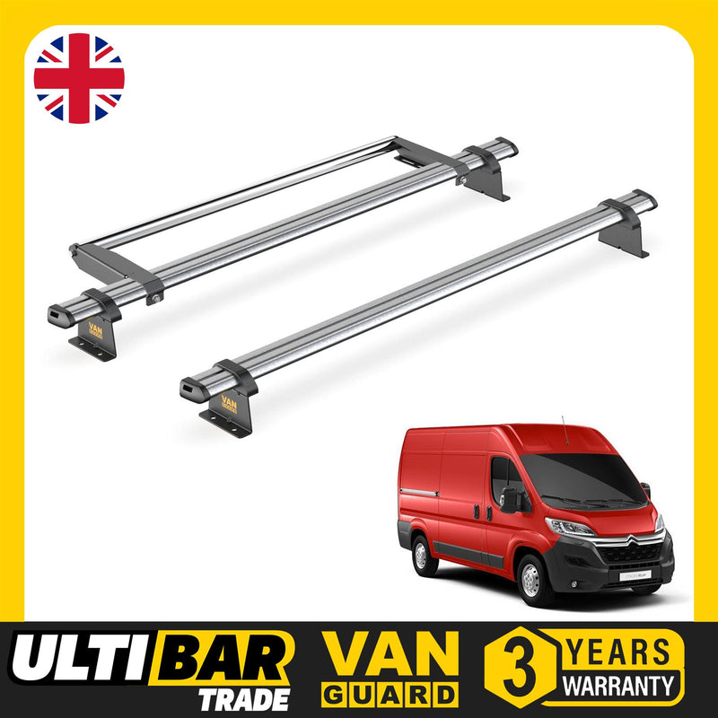 Citroen Relay (2006-) - 2 Van Guard Ultibar Trade Roof Bars + Roller