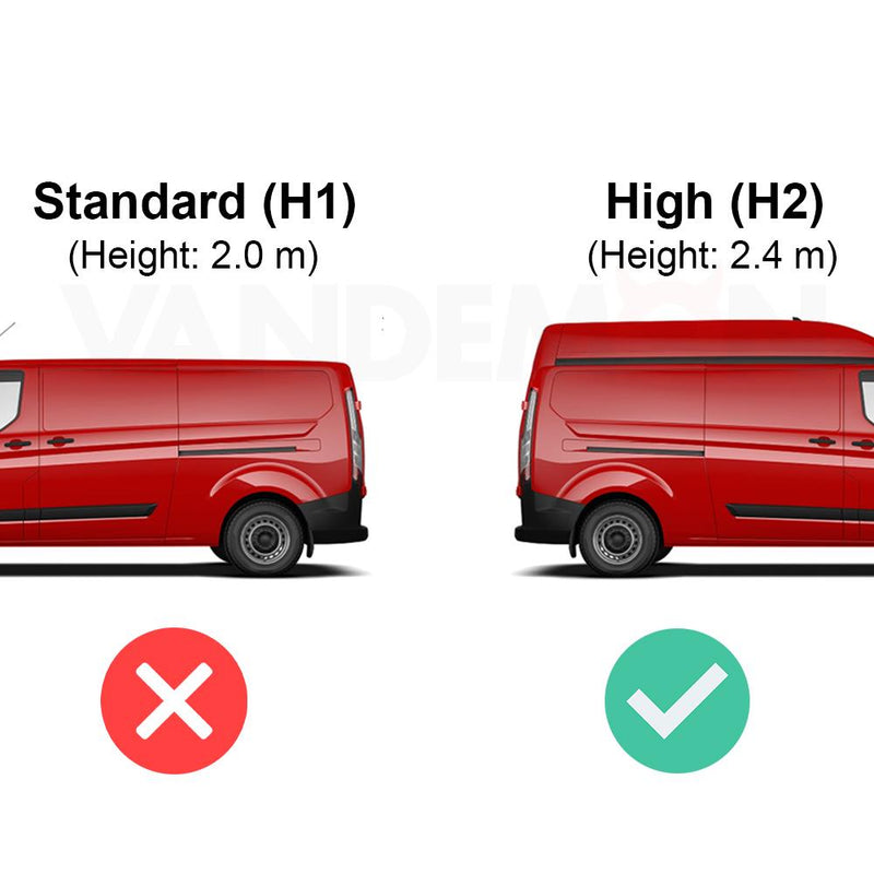 Ford Transit (2013-2024) Custom - 3 Rhino Kammbar Black Roof Bars (Aluminium)