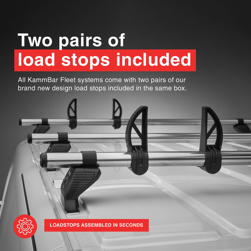 Mercedes Sprinter (2018-) - 4 Rhino Kammbar Fleet Roof Bars + Roller (Steel)