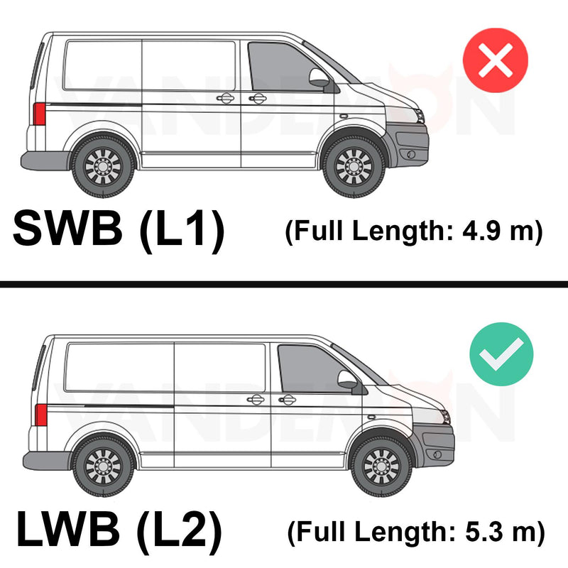 VW Transporter (2003-2015) - 2 Van Guard Ultibar Trade Roof Bars + Roller