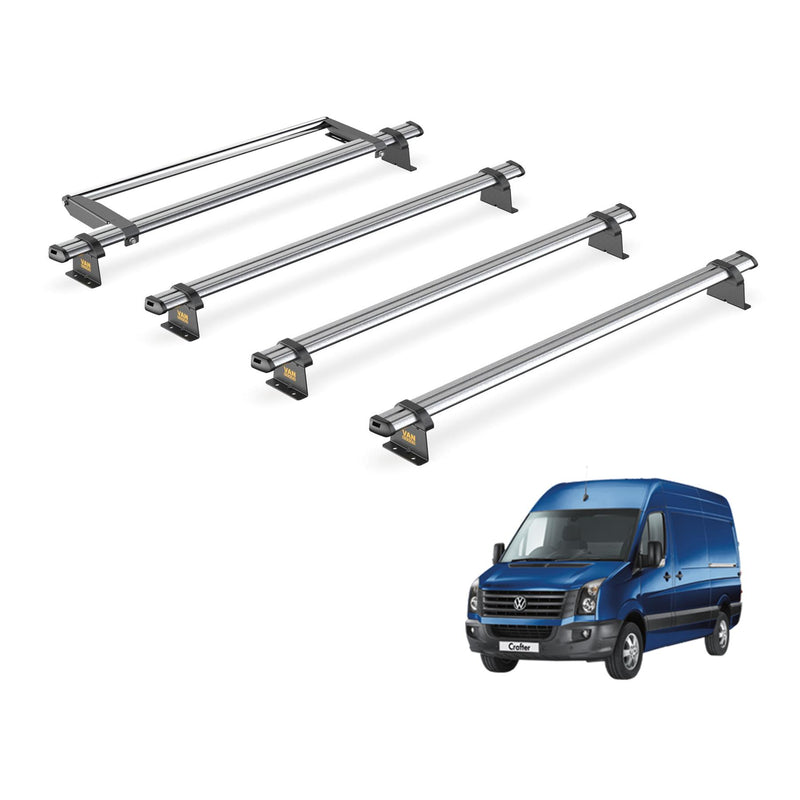 VW Crafter (2006-2017) - 4 Van Guard Ultibar Trade Roof Bars + Roller