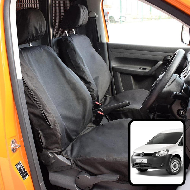 VW Caddy (2004-2015) - Tailored Front Row Seat Covers in Black (1+1)