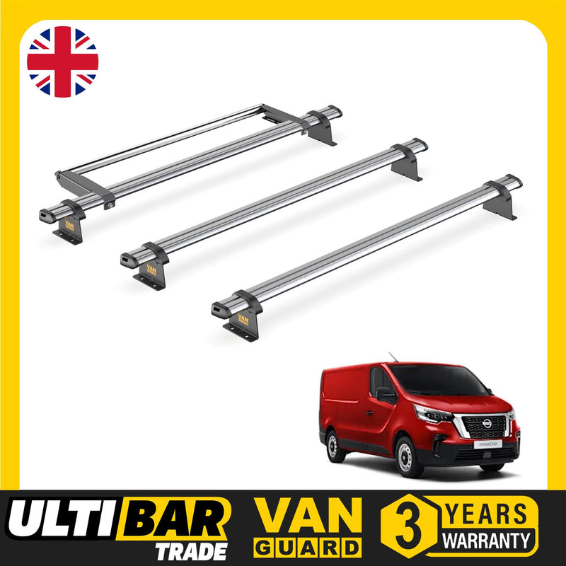 Nissan Primastar Roof Rack for 2022+ [H1 Roof] 3 Bars & Roller - Van Guard Trade