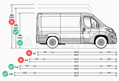 Vauxhall Movano (2021-) - 4 Rhino Kammbar Pro Roof Bars (Aluminium)