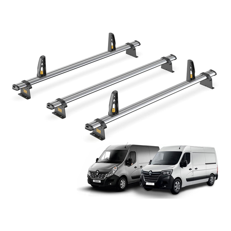 Renault Master Roof Rack (2010+) 3 Roof Bars + Loadstops Van Guard Ultibar Trade
