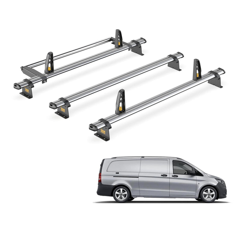 Mercedes Vito Roof Rack (2014+) [Extra-Long] 3x Bars and Roller Van Guard Trade