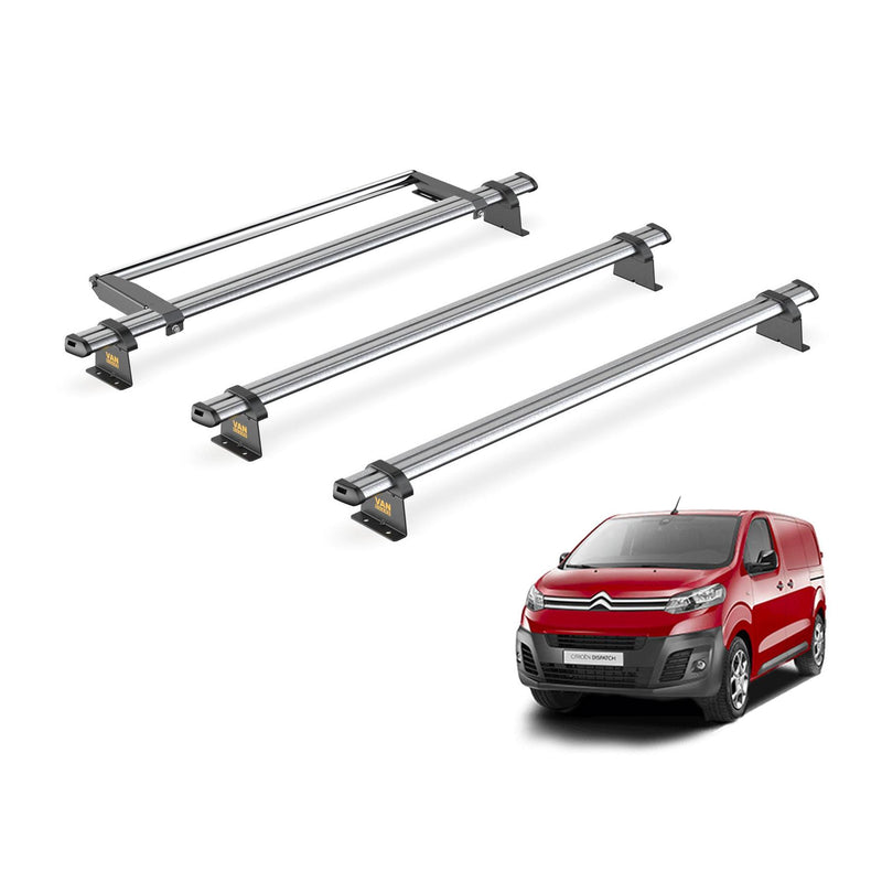 Citroen Dispatch (2016-) - 3 Van Guard Ultibar Trade Roof Bars + Roller
