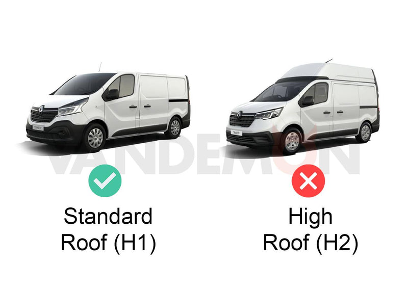 Renault Trafic (2014-) - 3 Rhino Kammbar Pro Roof Bars + Roller (Aluminium)