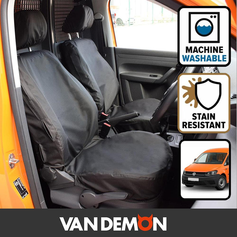 VW Caddy (2015-2020) - Tailored Front Row Seat Covers in Black (1+1)