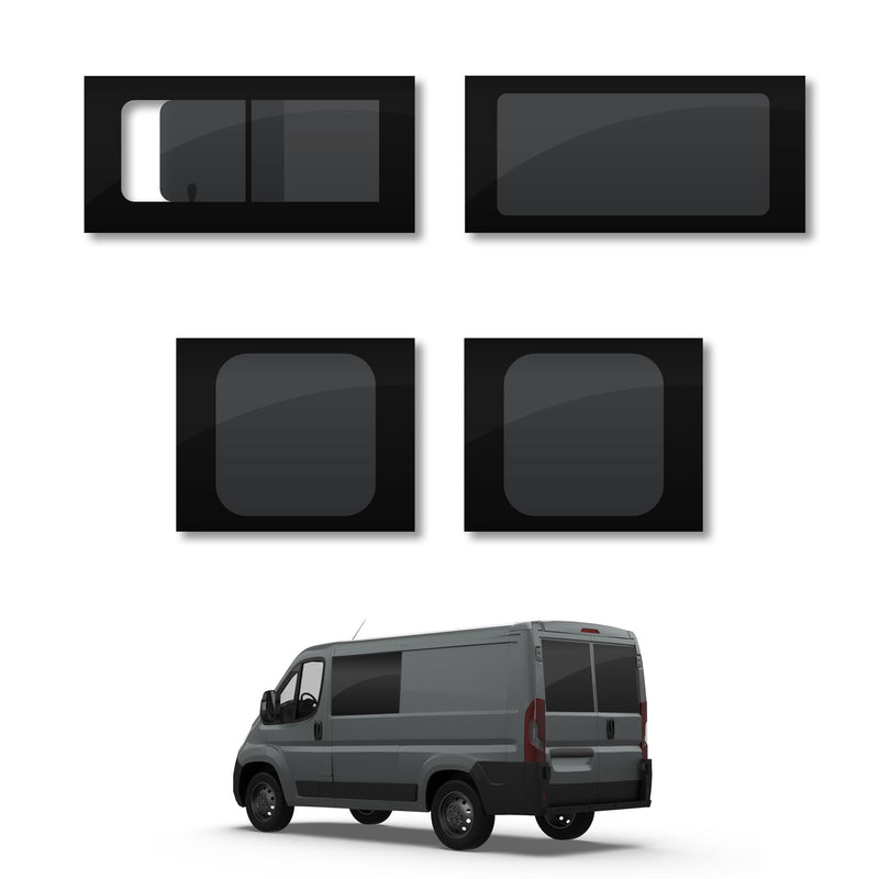 VD Glass - Vauxhall Movano 2021 - (L2,L3,L4/H1,H2,H3) (L2,L3,L4/H1,H2,H3) Lh Side Open + Rh Side Fixed Tint + Rear Doors