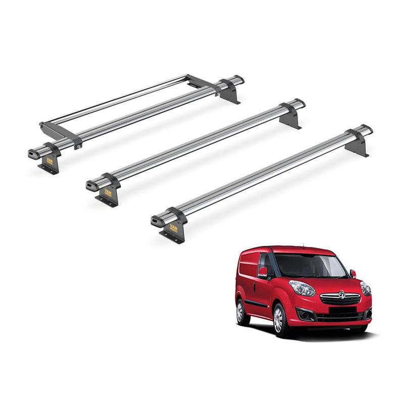 Vauxhall Combo (2012-2018) - 3 Van Guard Ultibar Trade Roof Bars + Roller