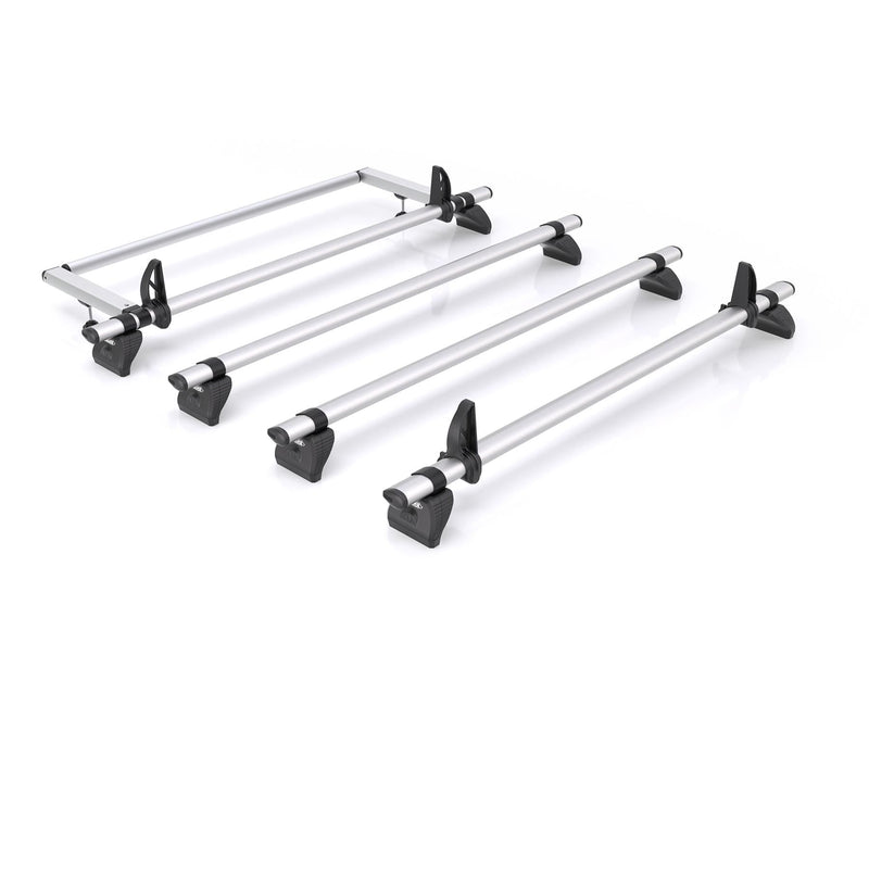 VW Caddy (2020-) - 4 Rhino Kammbar Pro Roof Bars + Roller (Aluminium)