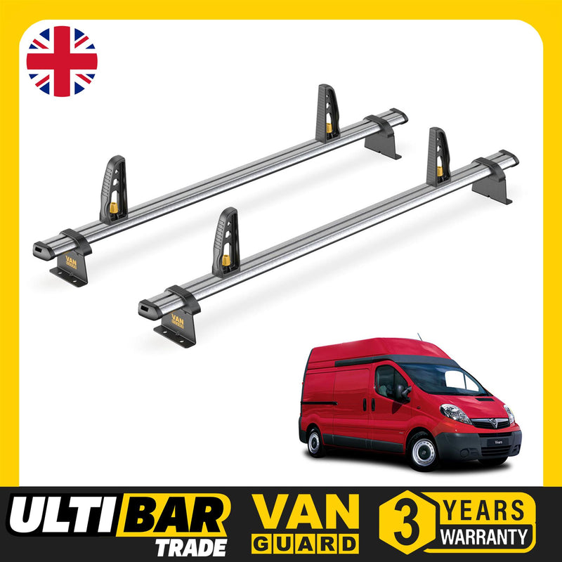 Vauxhall Vivaro Roof Rack for (2001-2014 High Roof) 2x Bars Van Guard Ulti Trade