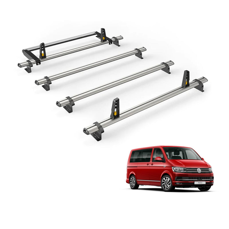 VW Transporter (2003-2015) - 4 Van Guard Ultibar Plus Roof Bars + Roller
