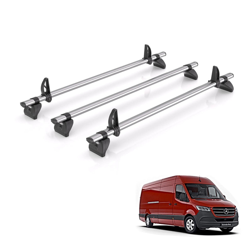 Mercedes Sprinter (2018-) - 3 Rhino Kammbar Fleet Roof Bars (Steel)