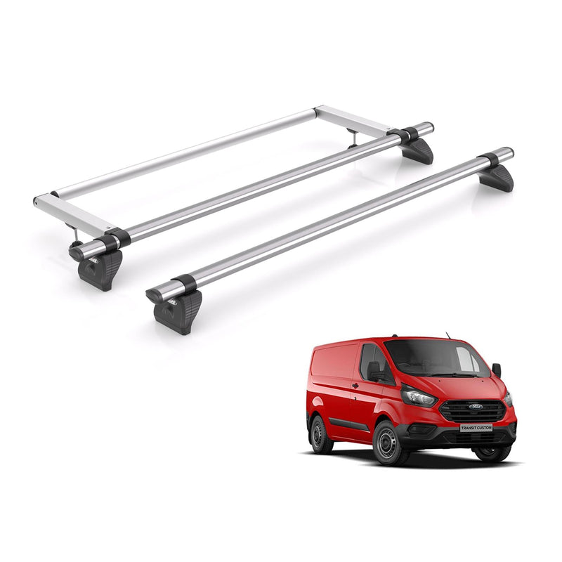 Ford Transit Custom Roof Rack For 2013-2024 GEN1 H1 Roof 2x Bars + Roller Rhino