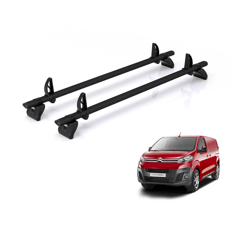 Citroen Dispatch (2016-) - 2 Rhino Kammbar Black Roof Bars (Aluminium)
