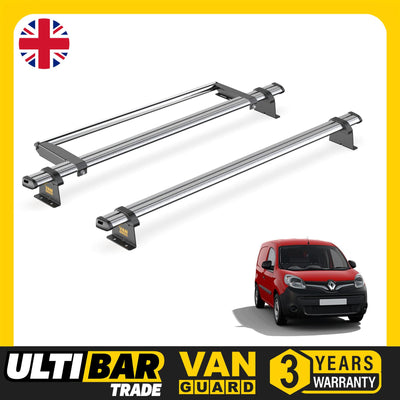 Renault Kangoo (2008-2021) - 2 Van Guard Ultibar Trade Roof Bars + Roller