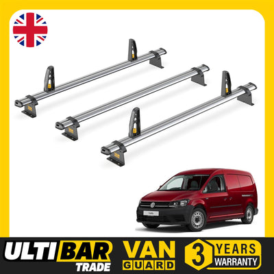 VW Caddy Roof Rack for 2015-2020 Maxi 3x Roof Bars + Loadstops Van Guard Trade