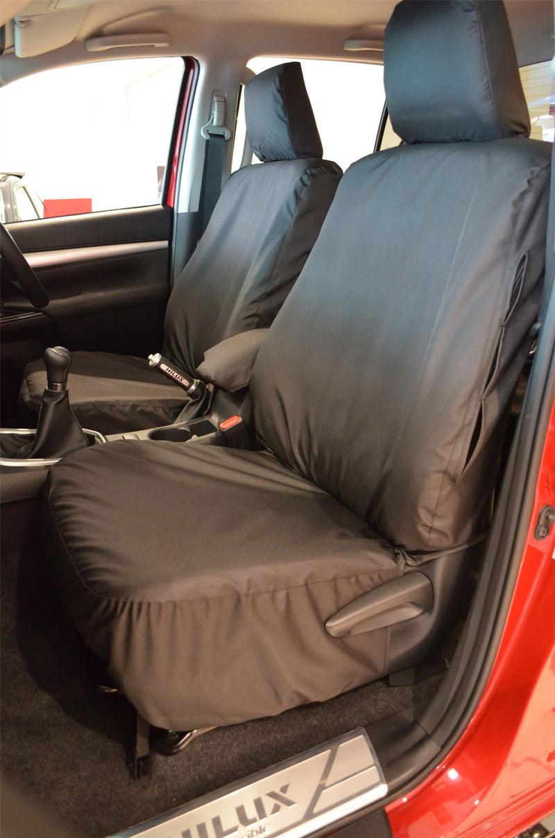 Toyota Hilux (2016-) - Tailored Front Row Seat Covers in Black
