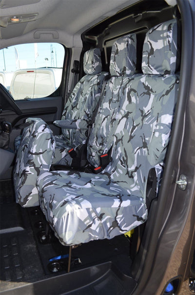 Grey Camo Front Seat Covers for Citroen Dispatch (2016 on) [Enterprise Spec]
