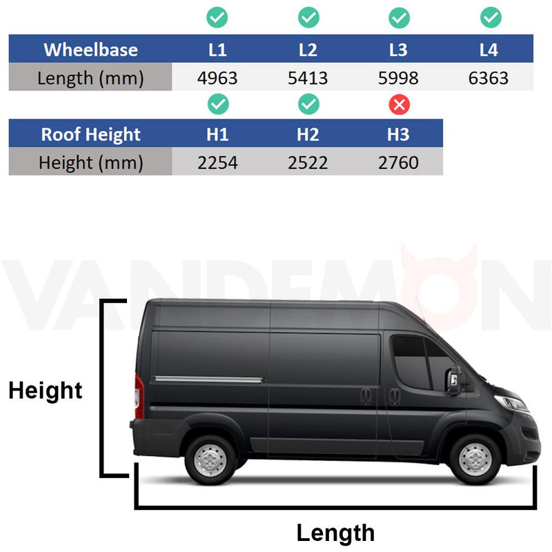 Fiat Ducato (2006-) - 2 Van Guard Ultibar Plus Roof Bars + Roller