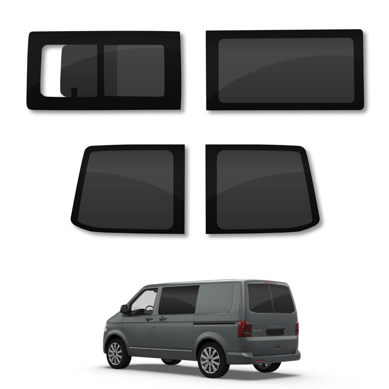 VW Transporter T5 (2003-2015) Driver Fixed Passenger Opening Side and Rear Door Window Privacy Camper Glass Full Kit