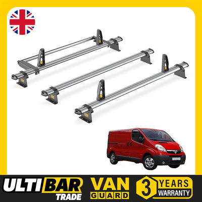 Vauxhall Vivaro Roof Rack for 2001-2014 3x Bars & Roller Van Guard UltiBar Trade