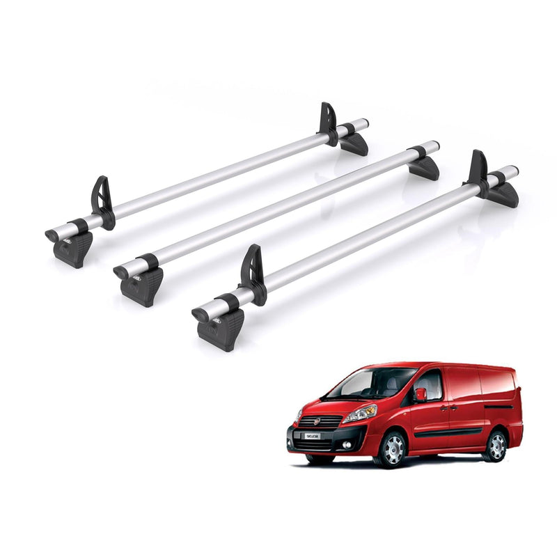 Fiat Scudo (2007-2016) - 3 Rhino Kammbar Pro Roof Bars (Aluminium)