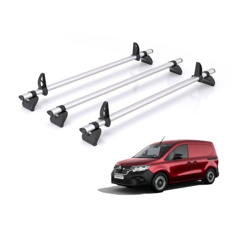 Renault Kangoo (2021-) - 3 Rhino Kammbar Pro Roof Bars (Aluminium)