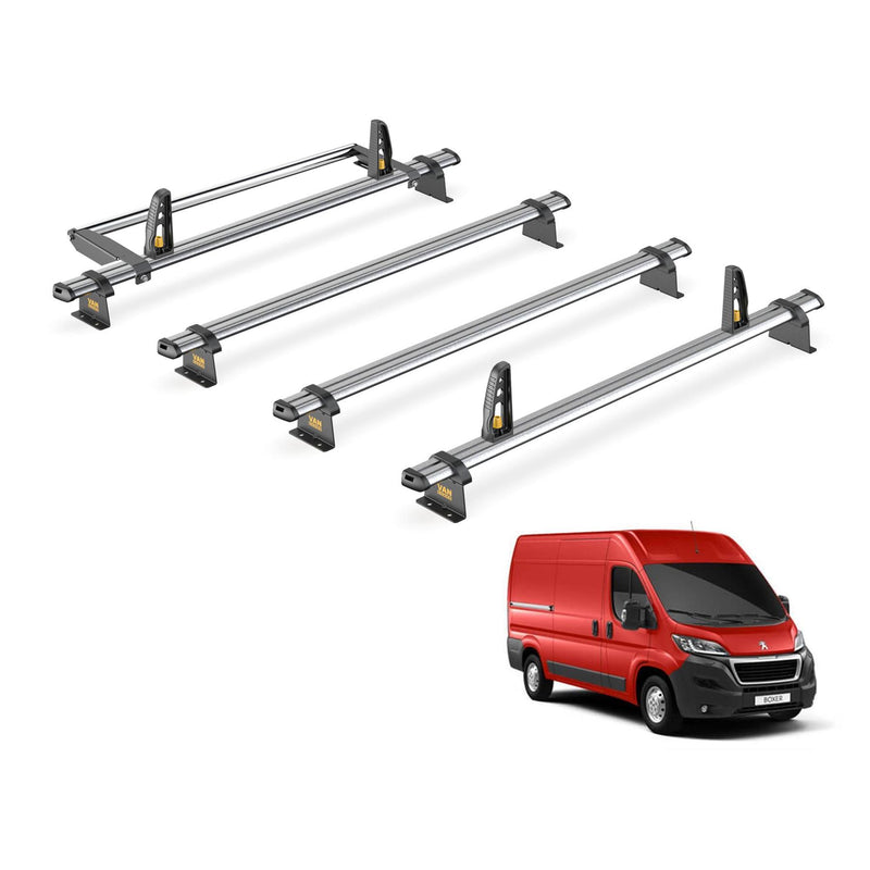 Peugeot Boxer Roof Rack for 2006+ L3/L4  3x Bars & Loadstops & Roller Van Guard