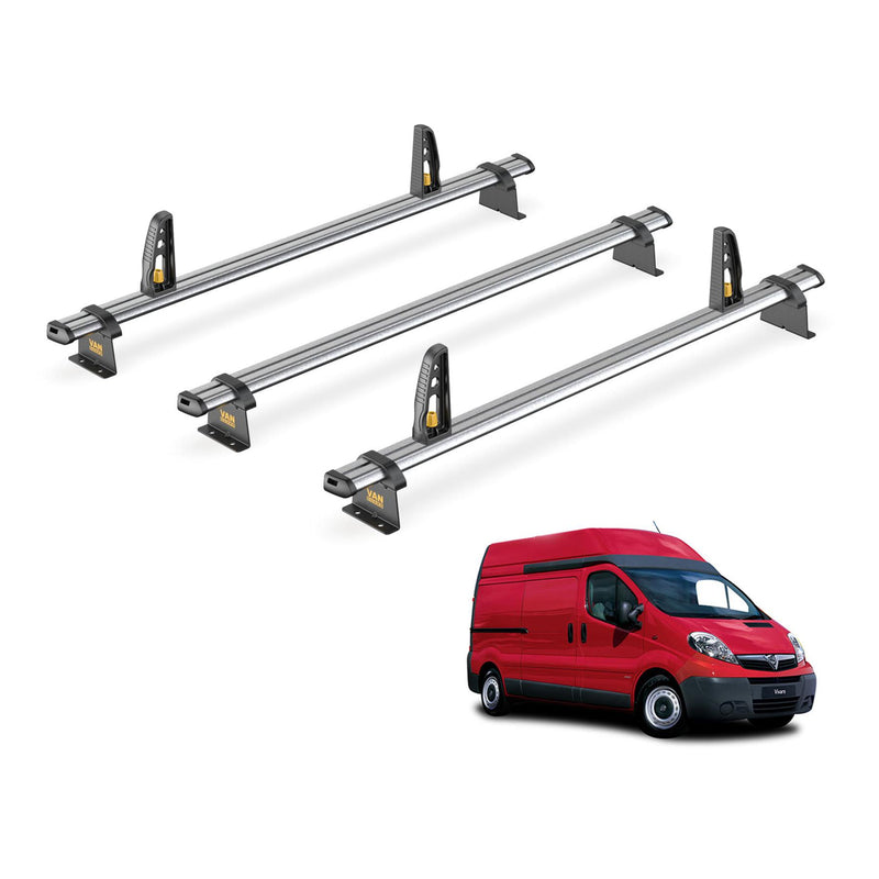 Vauxhall Vivaro Roof Rack for (2001-2014 High Roof) 3x Bars Van Guard Ulti Trade