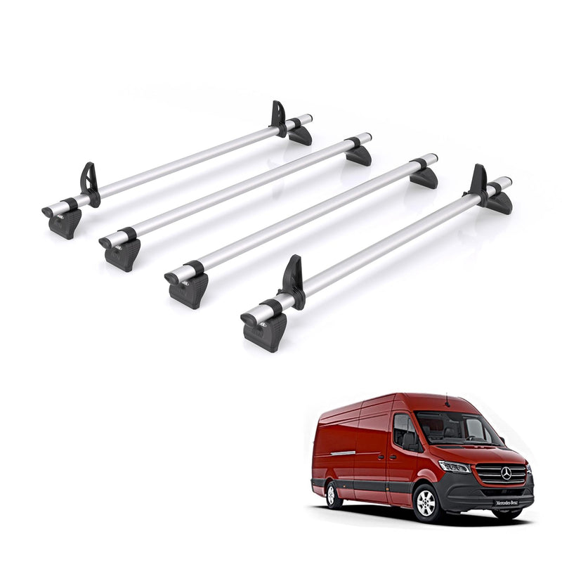 Mercedes Sprinter (2018-) - 4 Rhino Kammbar Pro Roof Bars (Aluminium)