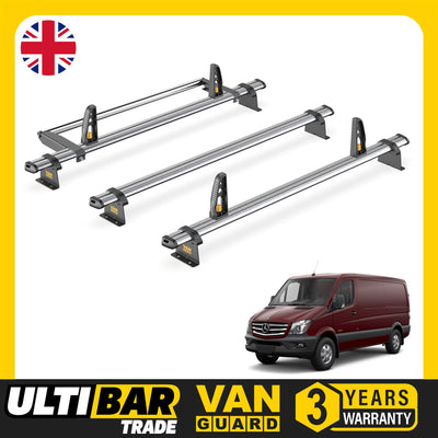 Mercedes Sprinter Roof Rack for 2006-18 MWB 3 Bars & Roller Van Guard Ulti Trade