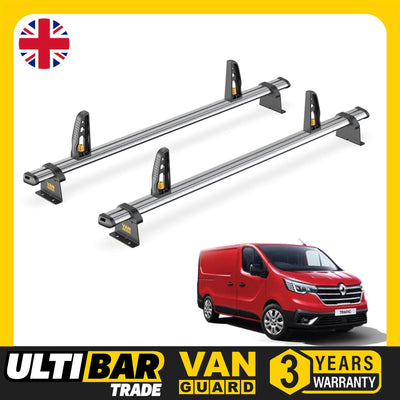 Renault Trafic Roof Rack for 2014+ 2x Roof Bars + Loadstops Van Guard Ulti Trade