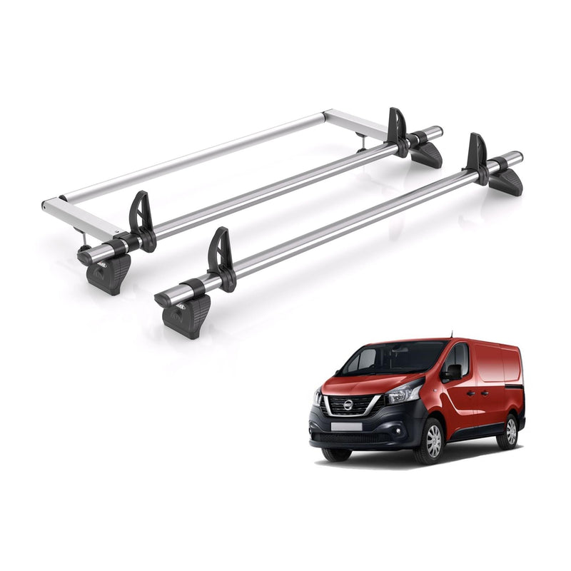 Nissan NV300 (2016-2021) - 2 Rhino Kammbar Fleet Roof Bars + Roller (Steel)