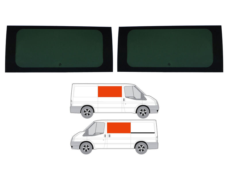 Ford Transit (2000-2014) Passenger Side Fixed Window Privacy Camper Glass MWB Glass Only