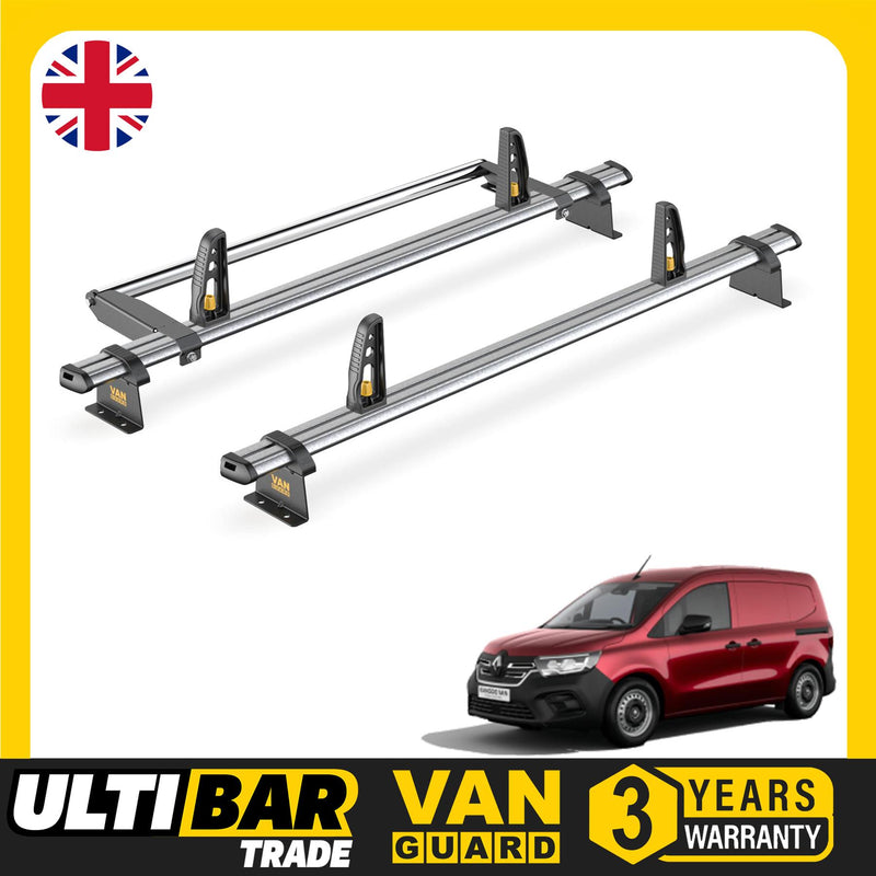 Renault Kangoo Roof Rack for 2021+ 2x Bars, Roller, Loadstops - Van Guard Trade