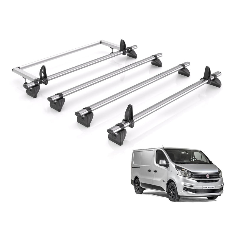 Fiat Talento (2016-2020) - 4 Rhino Kammbar Fleet Roof Bars + Roller (Steel)